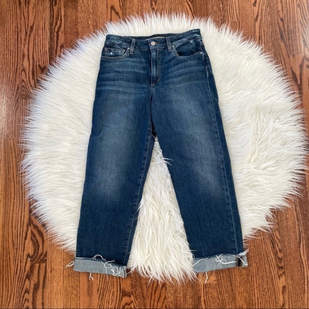 Joes jeans high rise straight leg denim jeans crop raw hem size 27